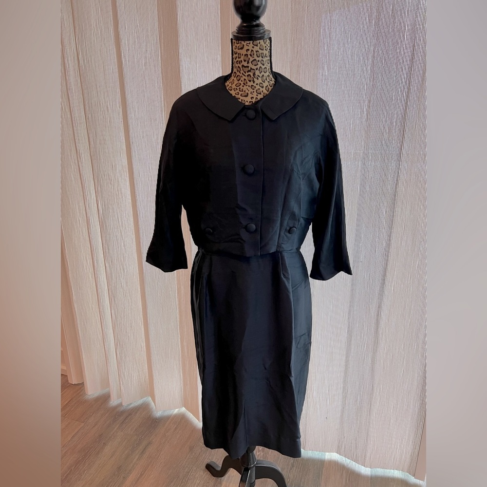 Vintage 1950s dress and Jacket in Navy Blue